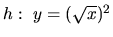 $h:\ y = (\sqrt{x})^2$