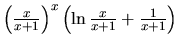 $\left(\frac{x}{x+1}\right)^x\left(\ln \frac{x}{x+1} +
\frac{1}{x+1} \right)$