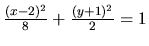 $\frac{(x-2)^2}{8} + \frac{(y+1)^2}{2} = 1$